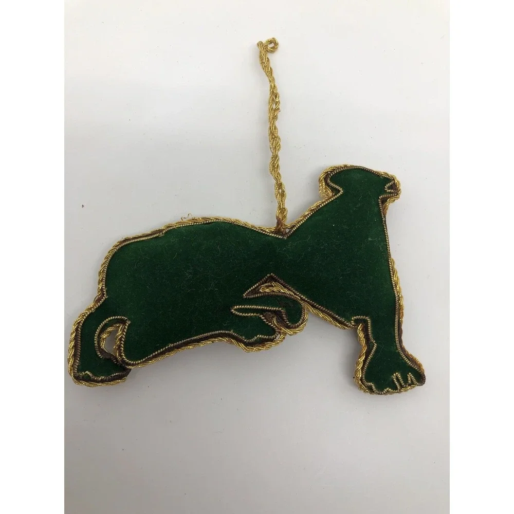 Vintage Raised Beadwork On‎ Felt Ornament Lion Large Cat Christmas Decoration